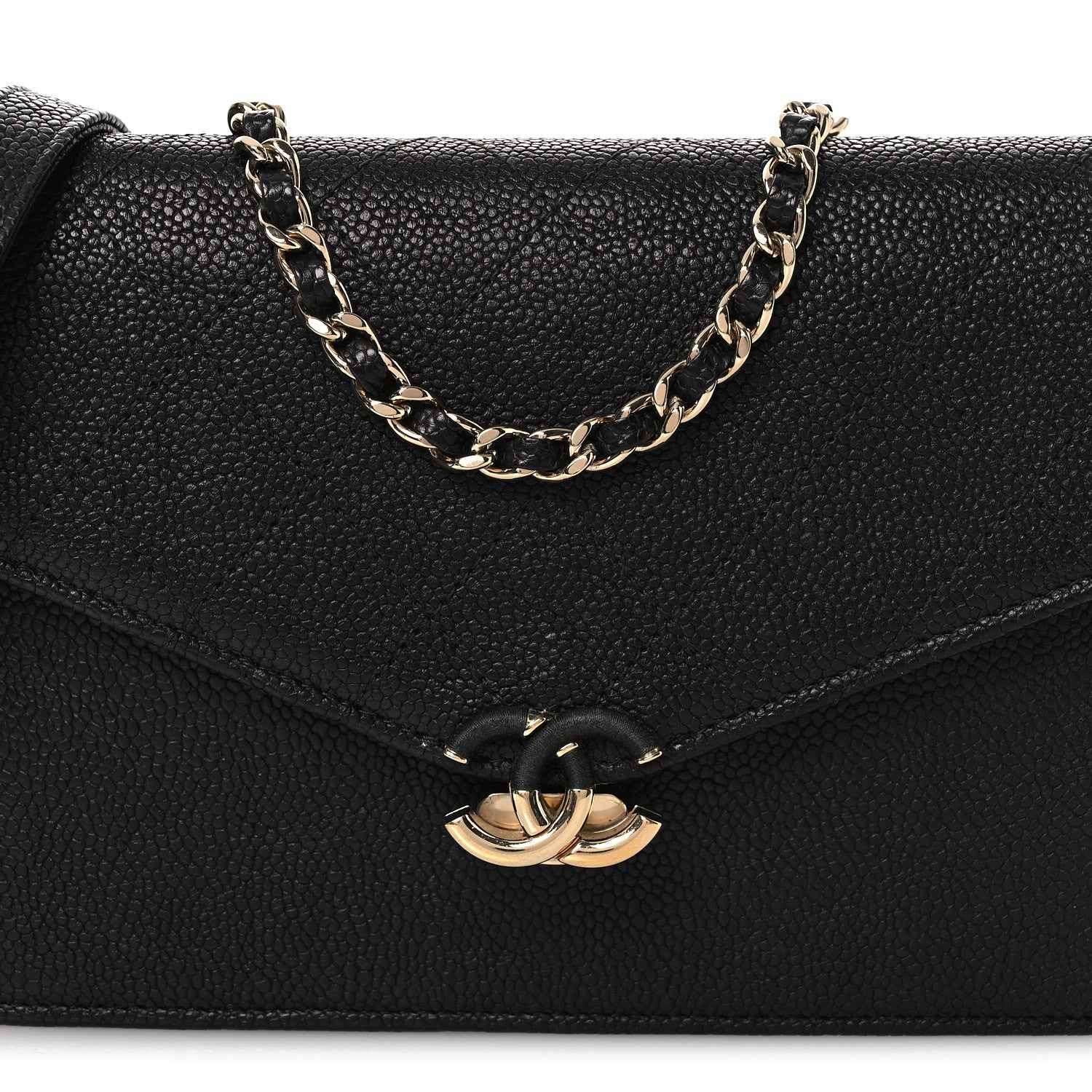 Chanel Grained Calfskin Quilted Cuba Wallet On Chain WOC Black