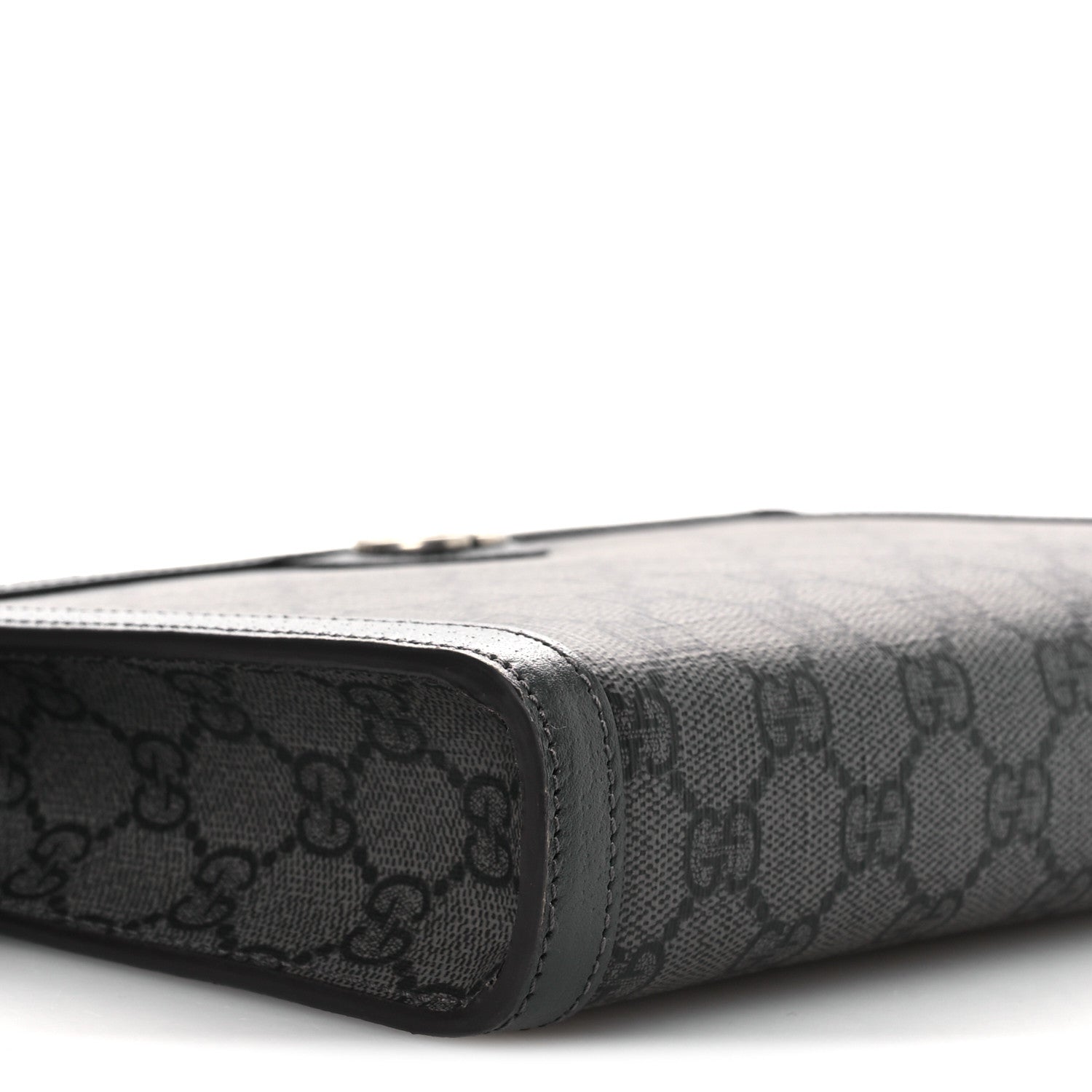 Gucci GG Supreme Monogram Textured Dollar Calfskin Web Small Ophidia Shoulder Bag Grey Black Graphite Grey