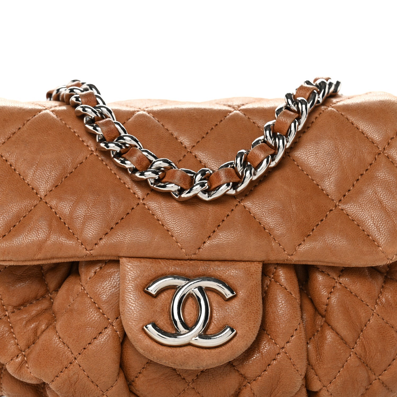 Chanel Washed Lambskin Mini Chain Around Messenger Brown