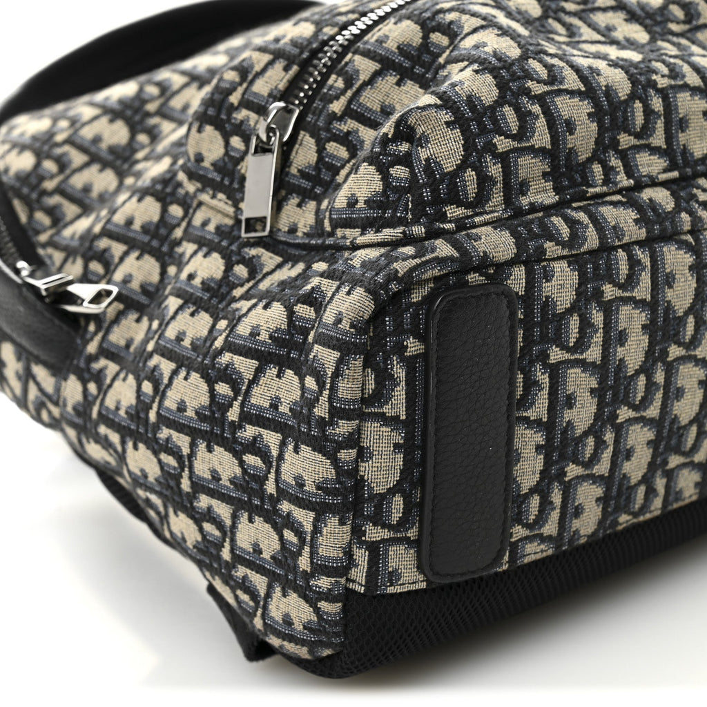 Christian Dior Oblique Calfskin Rider Kid's Backpack Beige Black