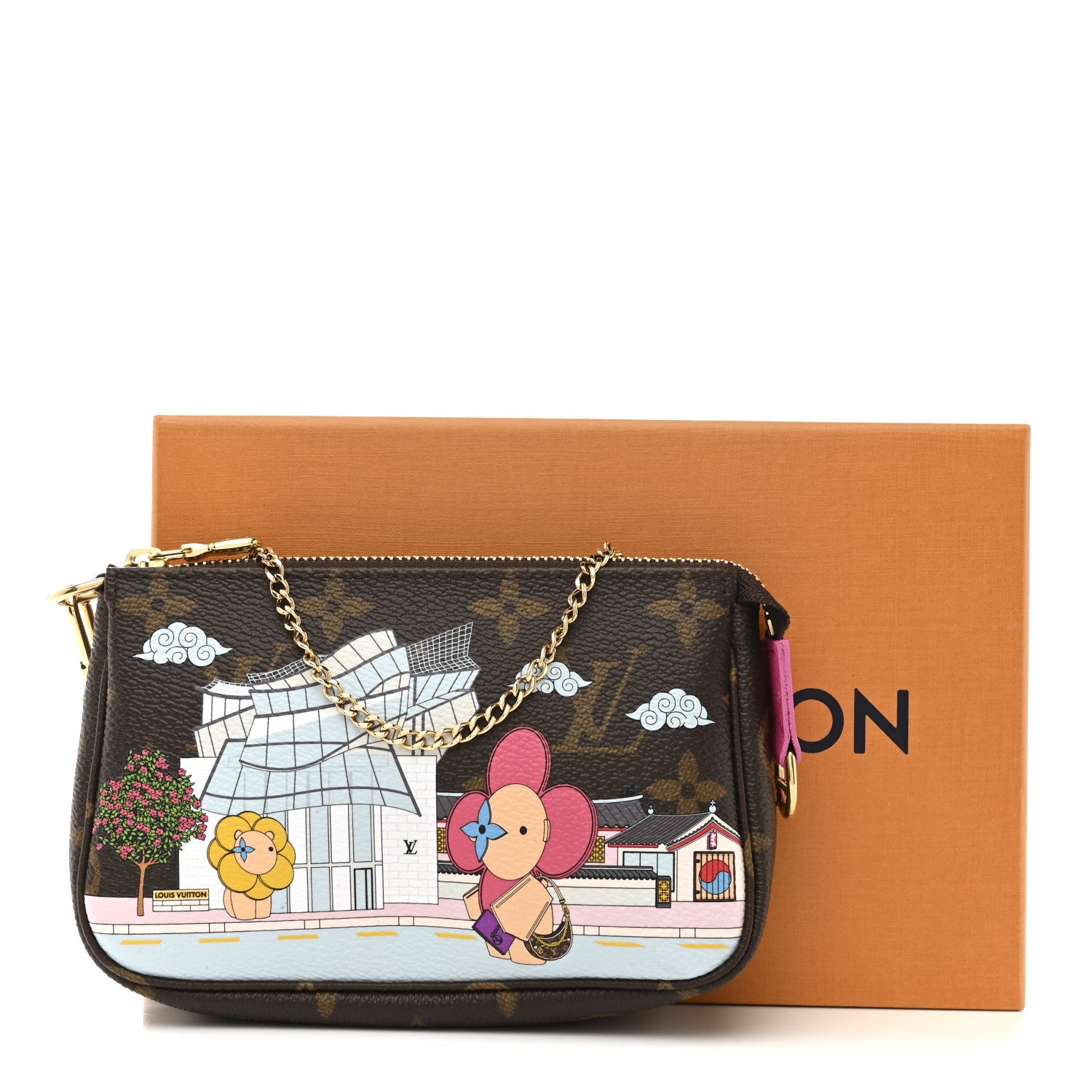 Louis Vuitton Monogram 2022 Christmas Animation Seoul Mini Pochette Accessories Fuchsia