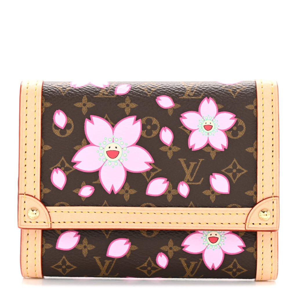 Louis Vuitton LV X TM Monogram Cherry Blossom Victorine Wallet Sakura Brown