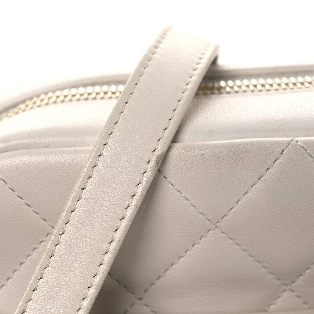 Chanel Calfskin Quilted Enchained Camera Case Bag White