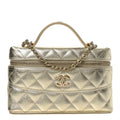 Chanel Metallic Caviar Quilted Trendy Handle Slim Vanity Light Golden