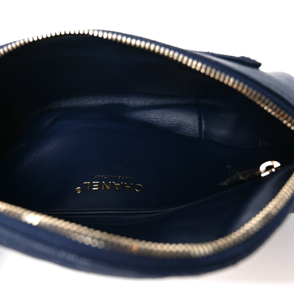 Chanel Caviar Quilted Filigree Waist Bag Blue