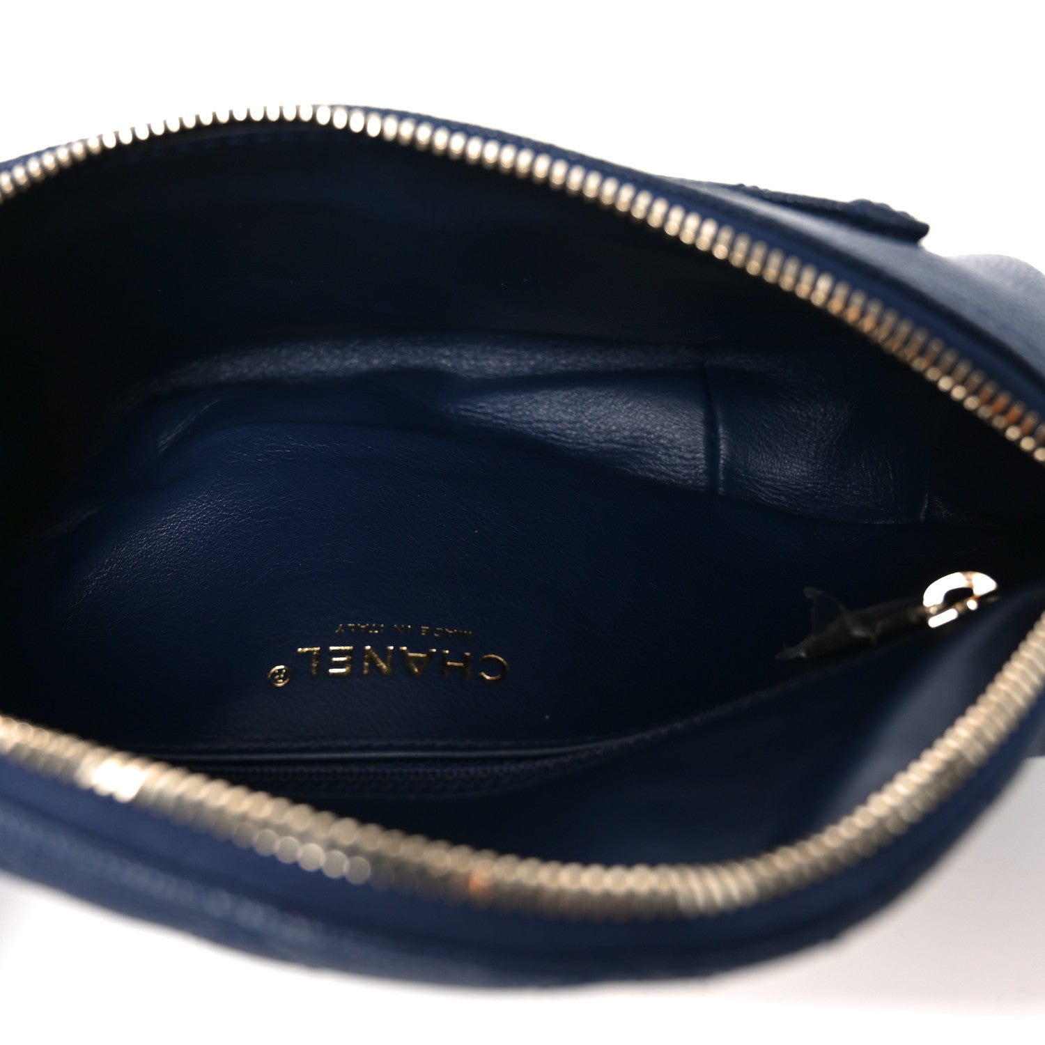 Chanel Caviar Quilted Filigree Waist Bag Blue