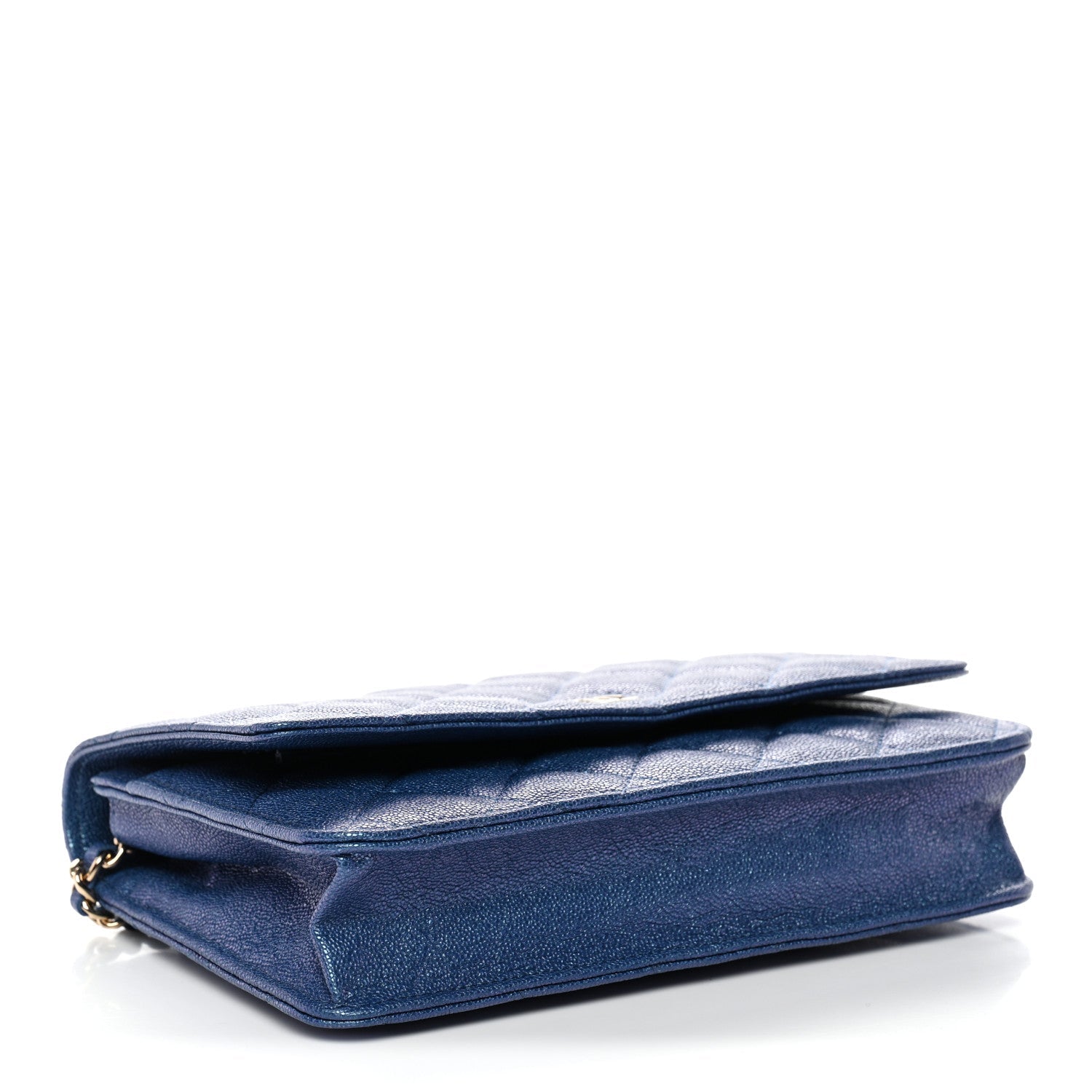 Chanel Iridescent Caviar Quilted Wallet on Chain WOC Dark Blue
