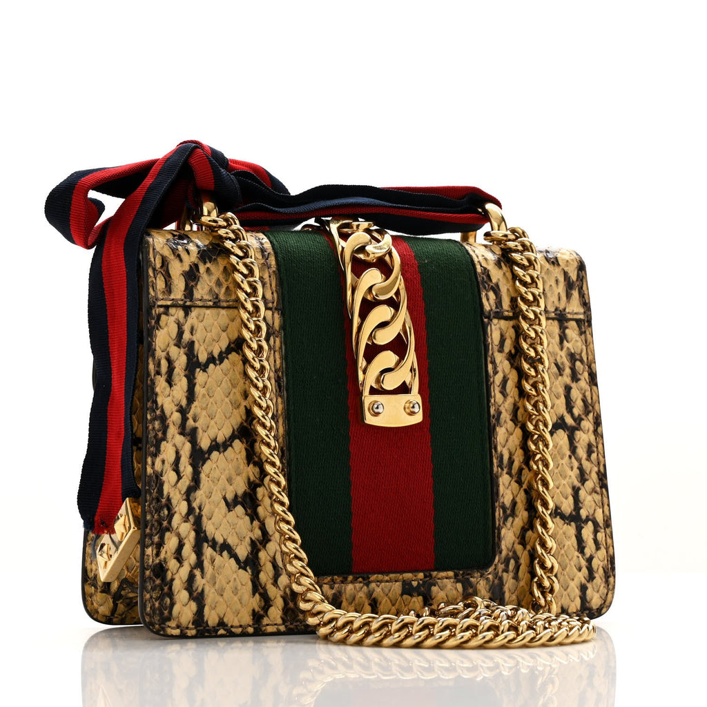 Gucci Snakeskin Mini Sylvie Chain Shoulder Bag Roccia