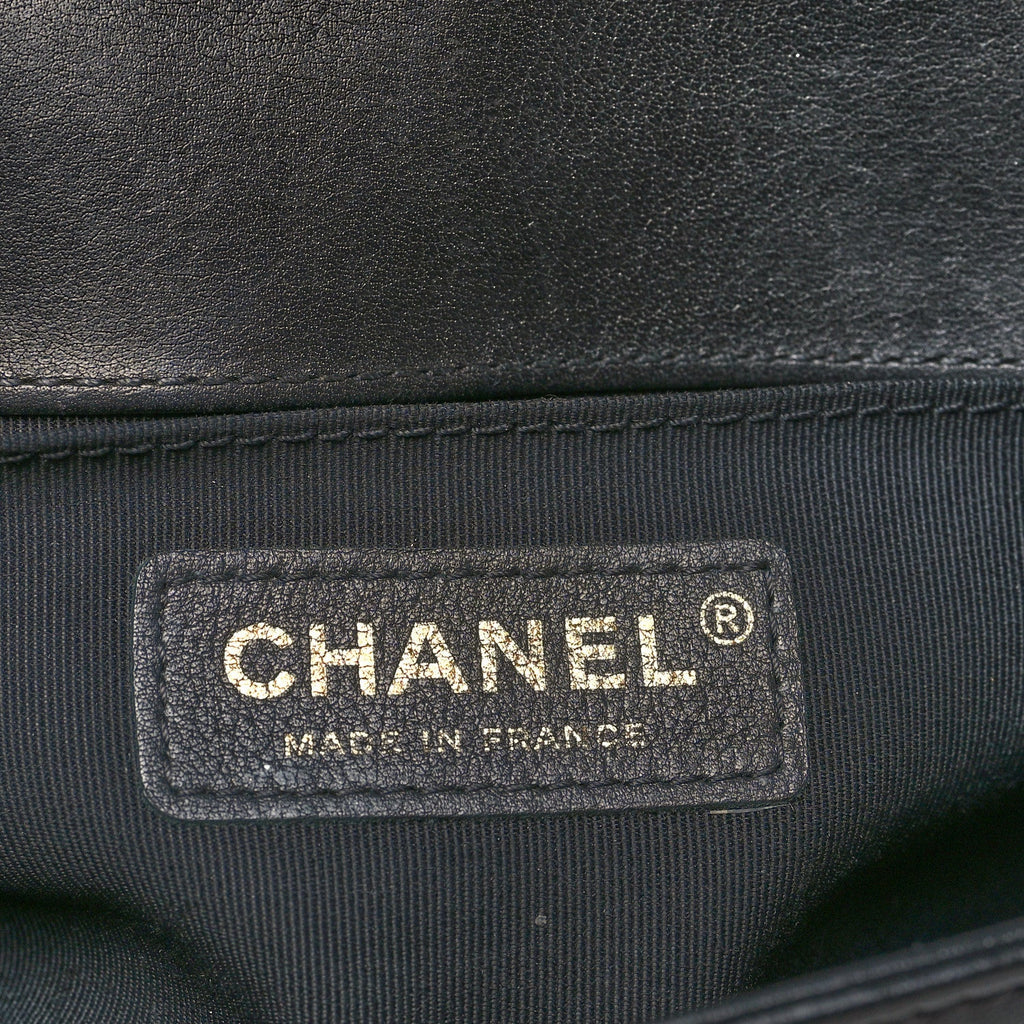 Chanel Calfskin Chevron Quilted Small Boy Flap Black