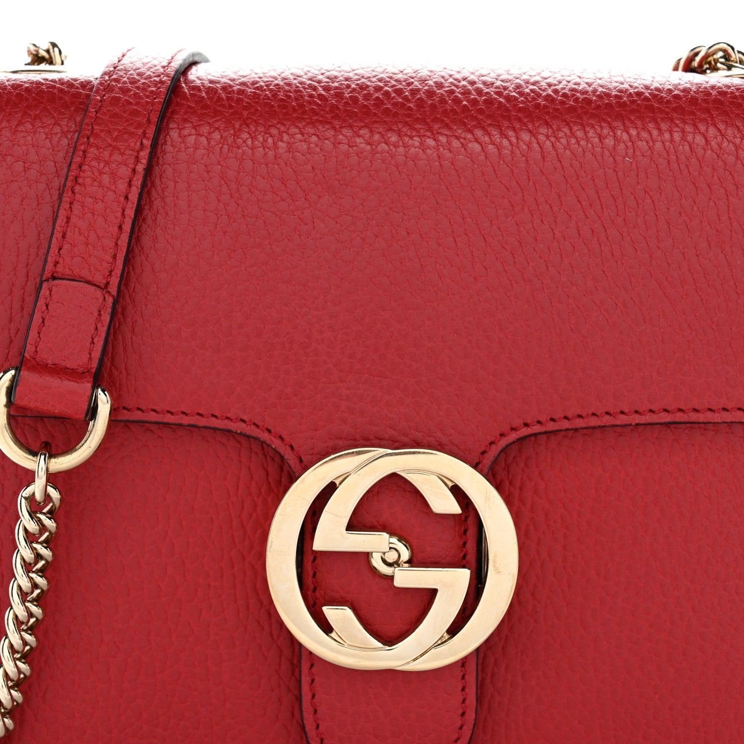 Gucci Dollar Calfskin Small Interlocking G Shoulder Bag Red
