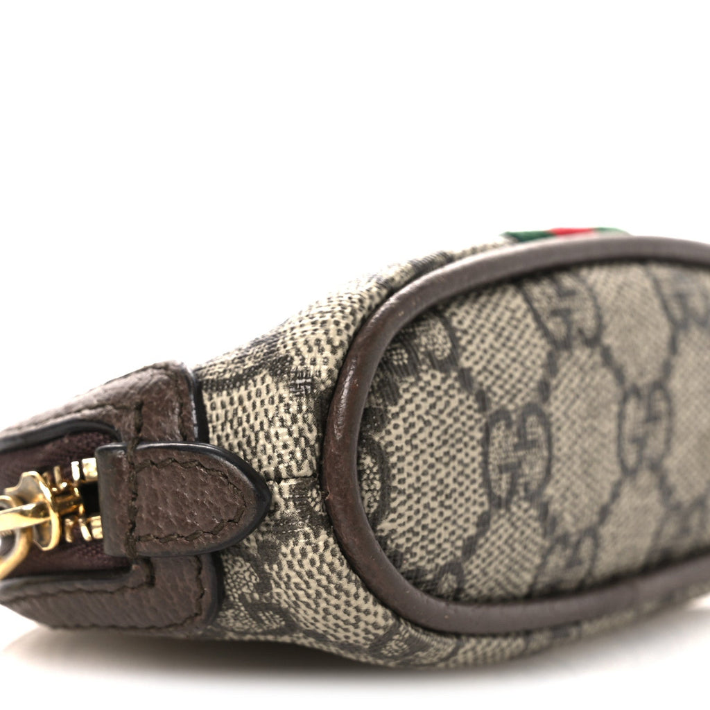 Gucci GG Supreme Monogram Web Ophidia Dome Key Pouch Beige New Acero