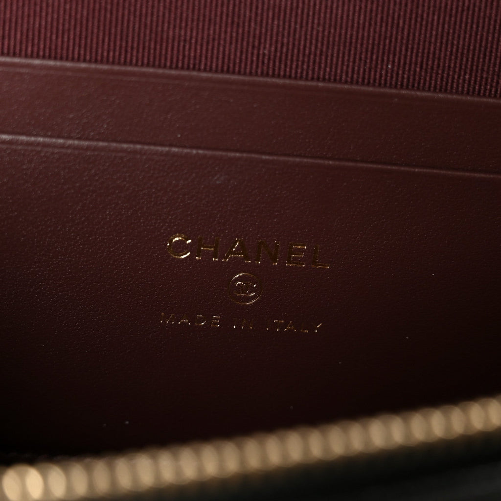 Chanel Caviar Quilted Top Handle Slim Vanity With Chain Black