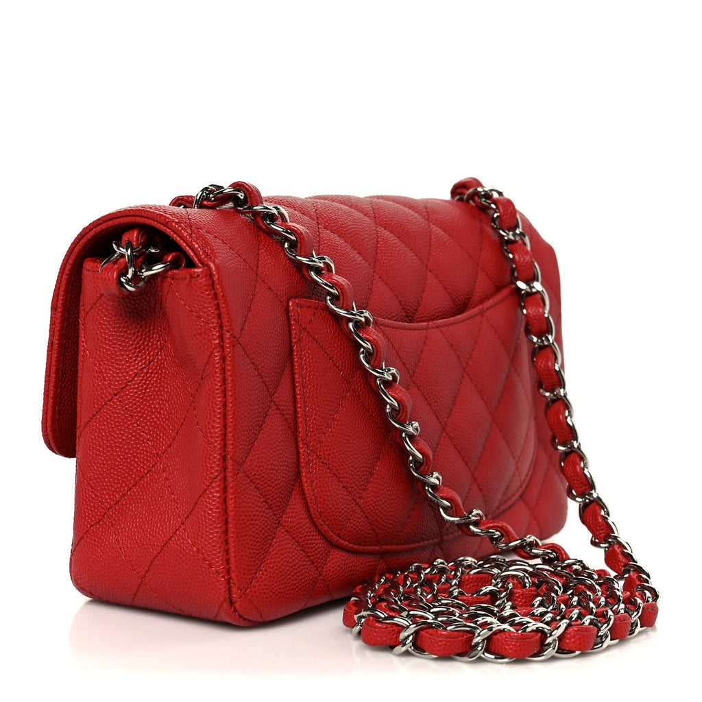 Chanel Caviar Quilted Mini Rectangular Flap Red