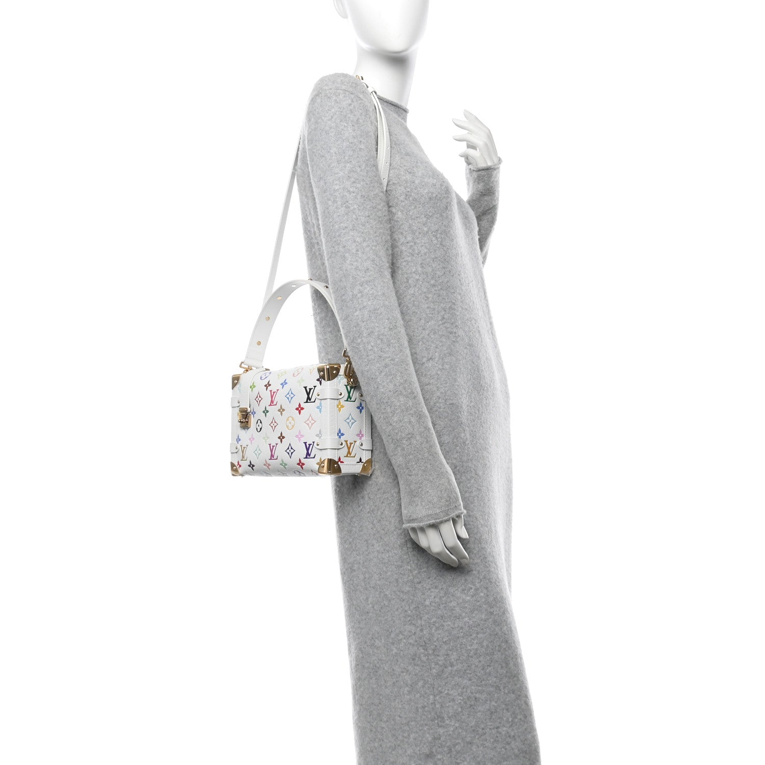 Louis Vuitton LV x TM Cowhide Monogram Multicolor Side Trunk MM White
