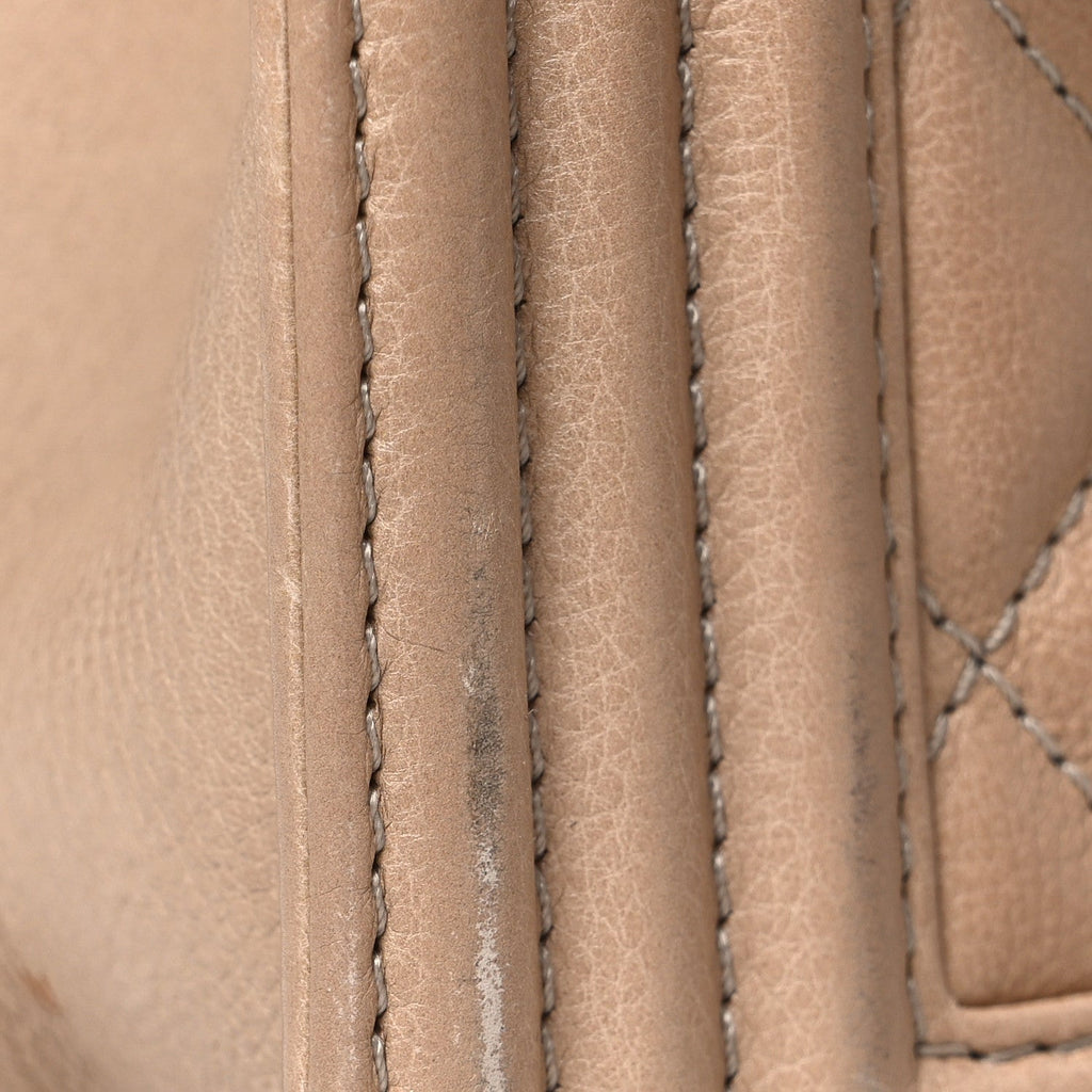 Chanel Lambskin Quilted Medium Boy Flap Beige