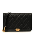 Chanel Caviar Quilted Boy Wallet On Chain WOC Black