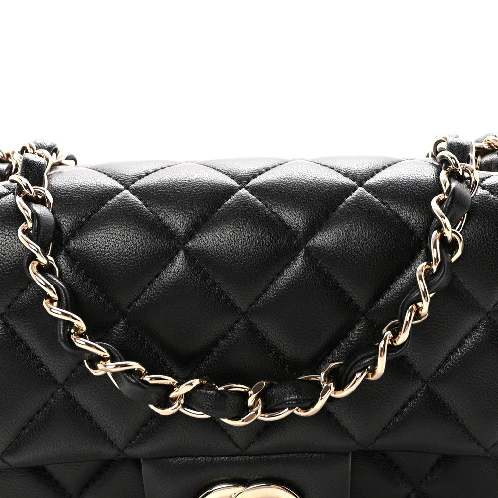 Chanel Lambskin Quilted Mini Rectangular Flap Black