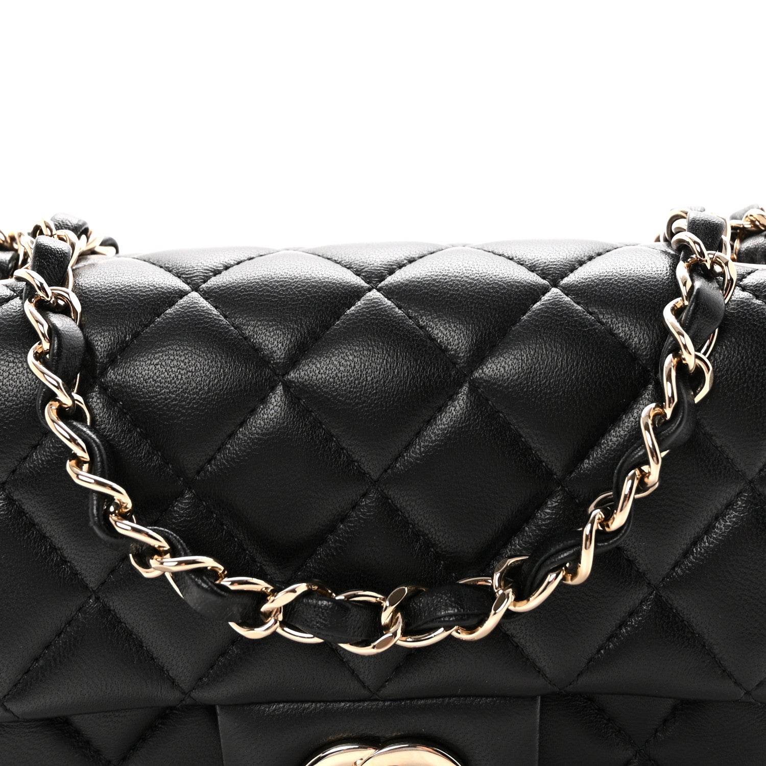 Chanel Lambskin Quilted Mini Rectangular Flap Black