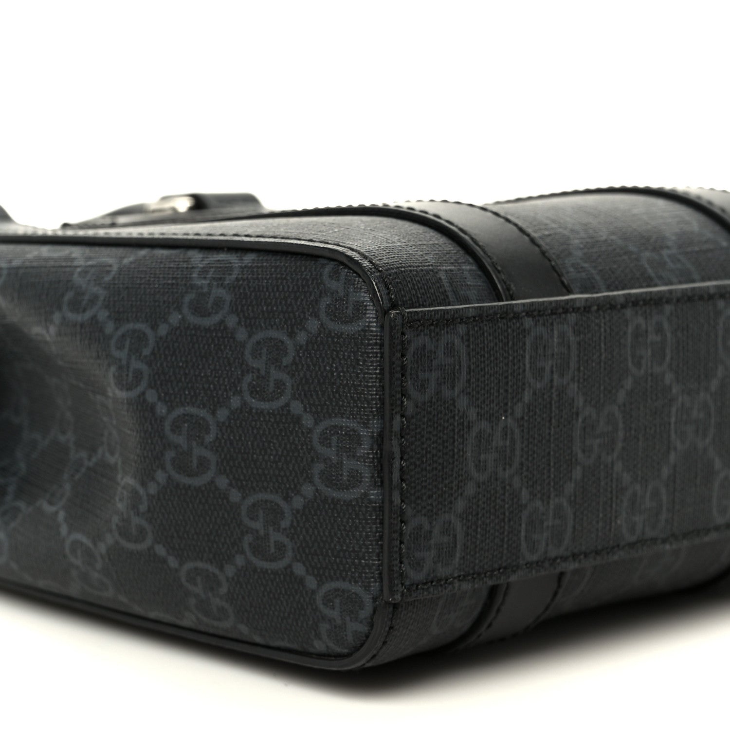 Gucci GG Supreme Monogram Appia Calfskin Web Mini Tote Bag Black