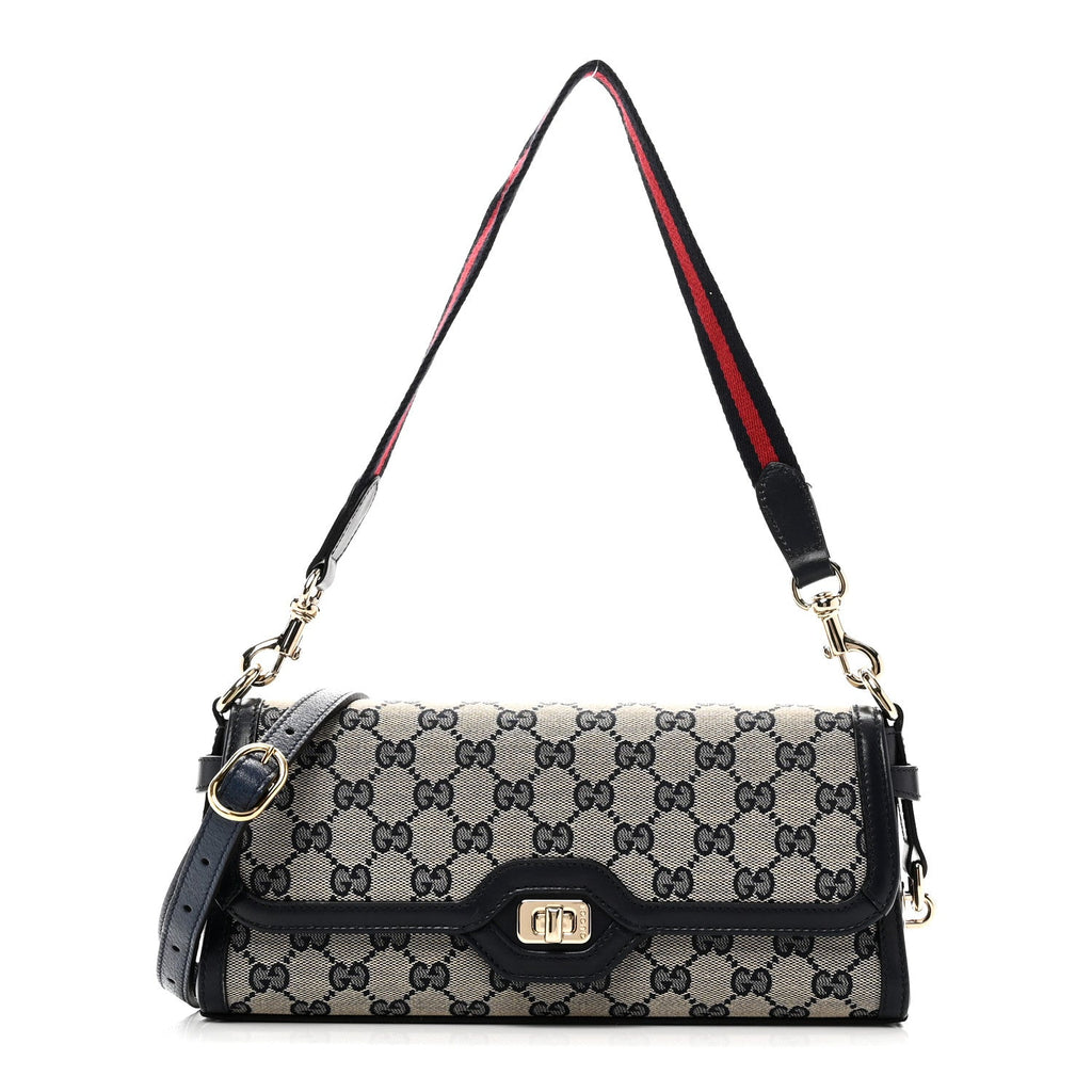 Gucci GG Monogram Small Luce Shoulder Bag Beige Blue