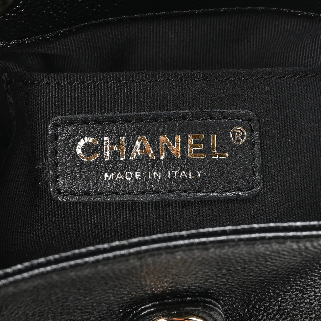Chanel Shiny Caviar Quilted Small Duma Pockets Drawstring Backpack Black