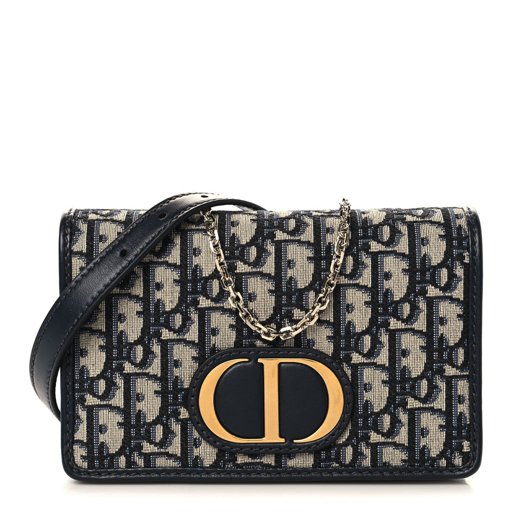 Christian Dior Oblique 30 Montaigne 2-In-1 Pouch Blue