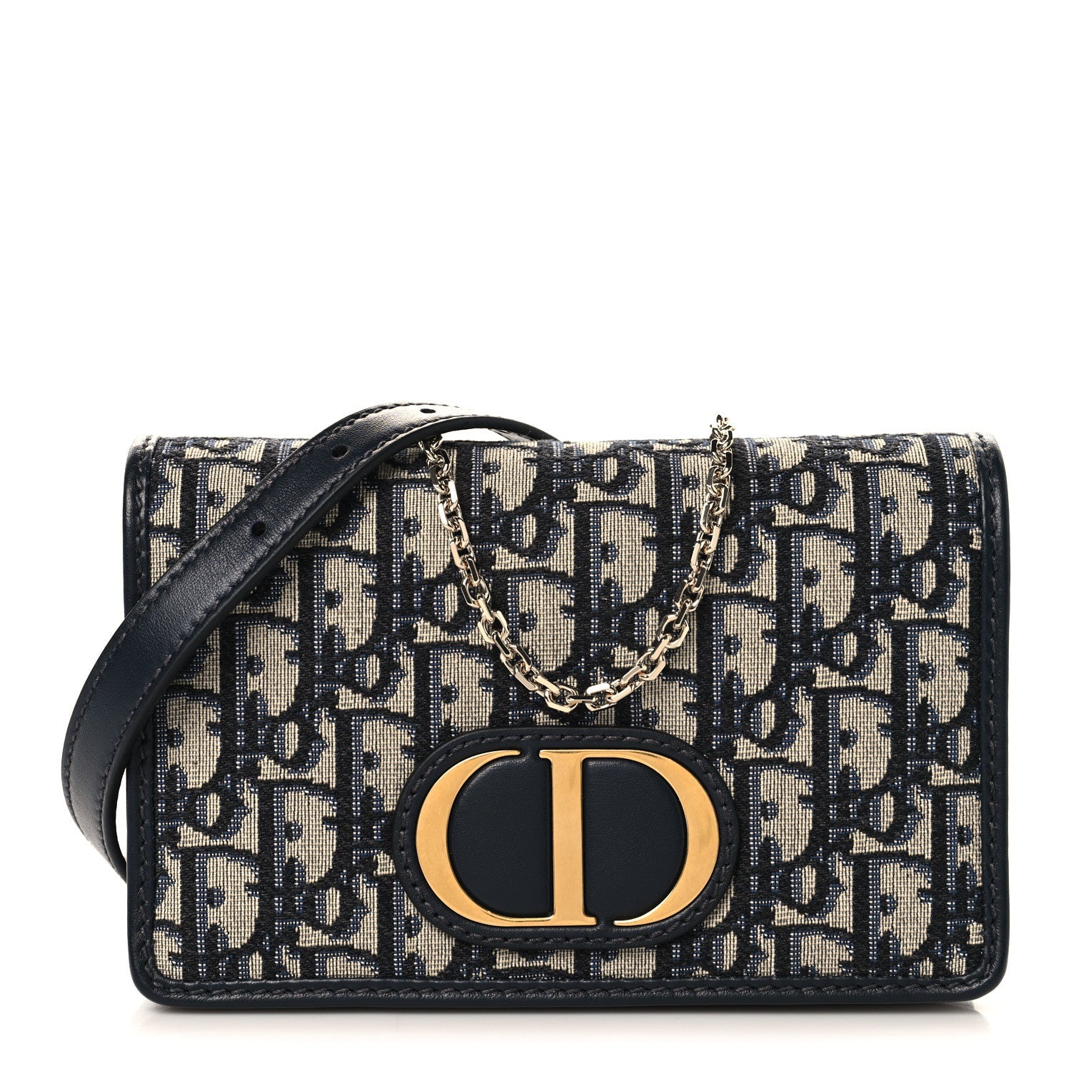 Christian Dior Oblique 30 Montaigne 2-In-1 Pouch Blue