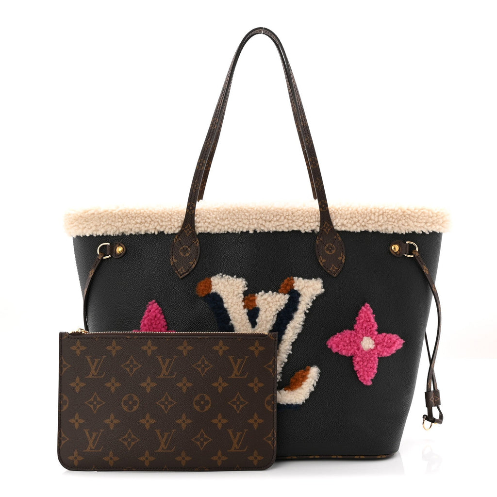 Louis Vuitton Calfskin Monogram Teddy Neverfull MM Black