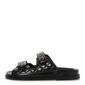 Lambskin Quilted Velcro Dad Chain CC Slide Sandals 38.5 Black