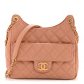 Chanel Caviar Quilted Wavy CC Hobo Beige