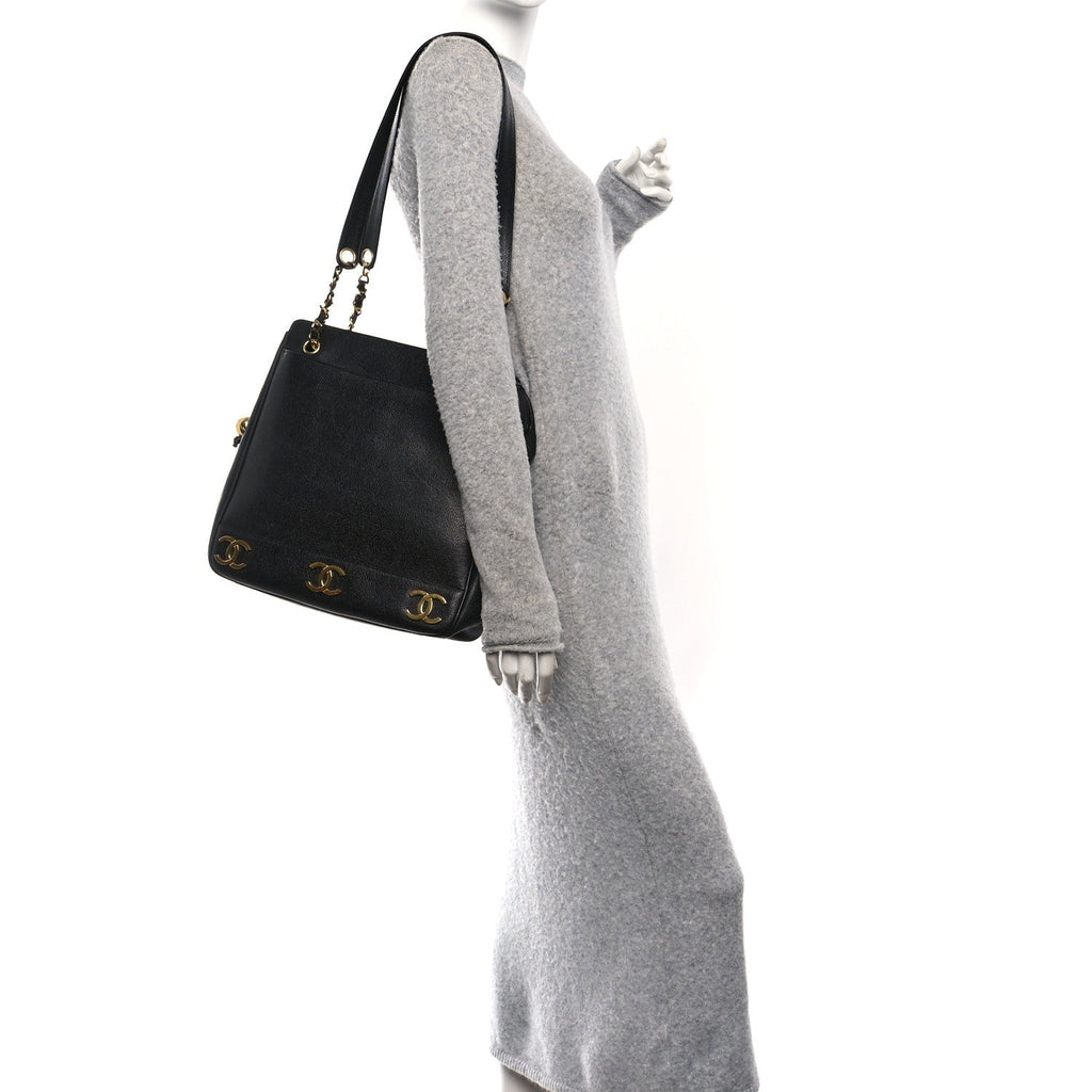 Chanel Caviar CC Shoulder Bag Black