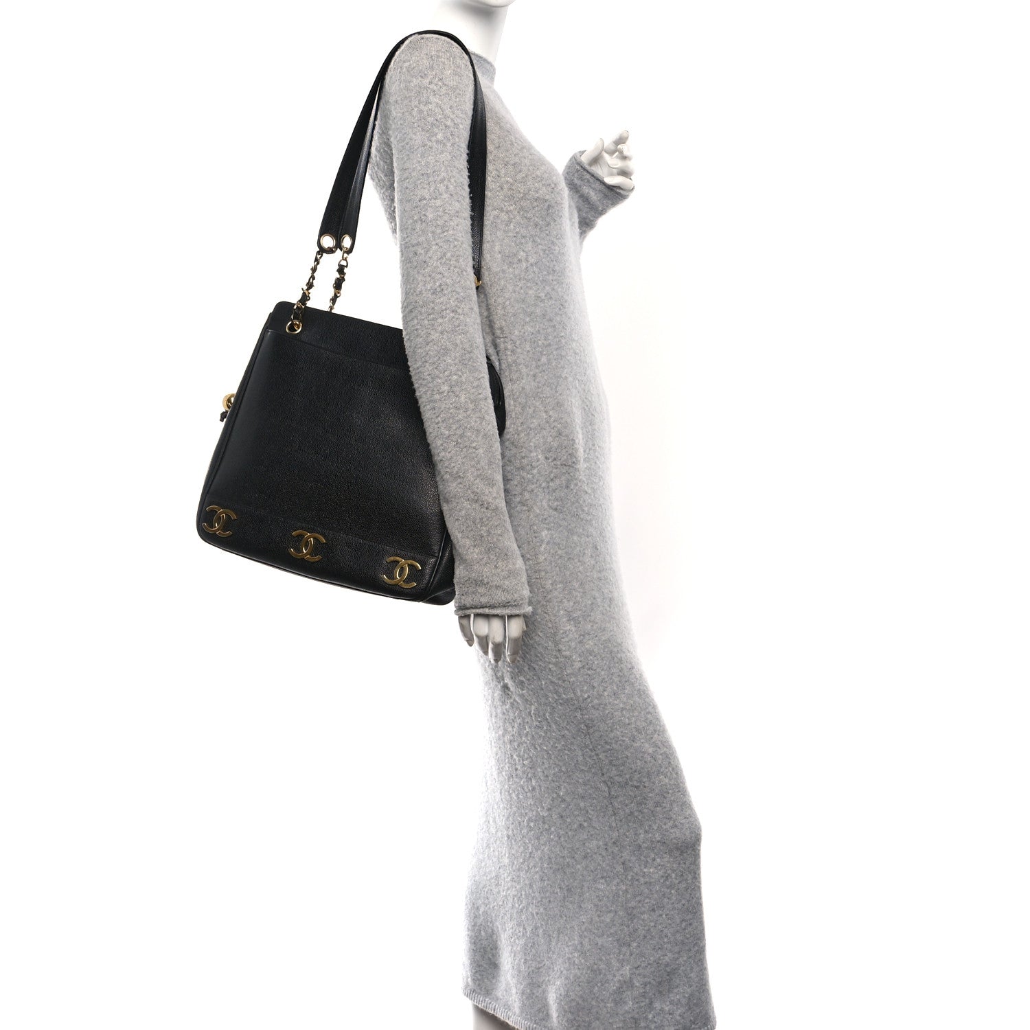 Chanel Caviar CC Shoulder Bag Black
