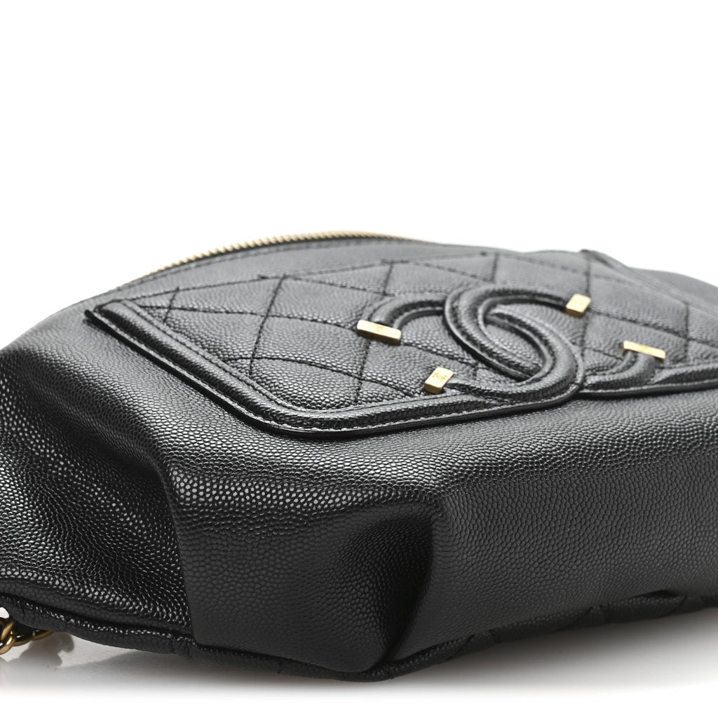 Chanel Caviar Quilted Filigree Waist Bag Black