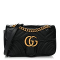 Gucci Calfskin Matelasse Mini GG Marmont Shoulder Bag Black
