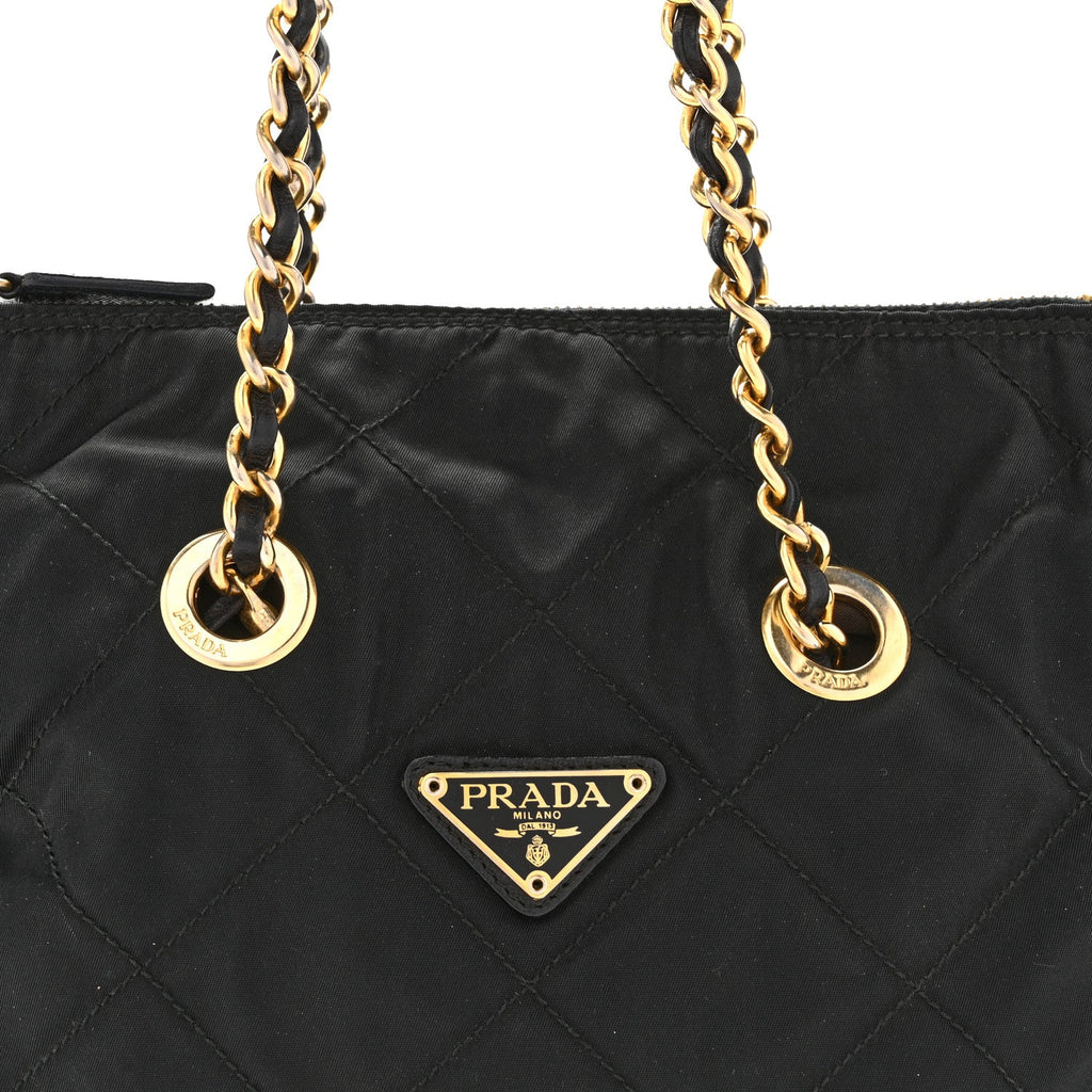 Prada Nylon Tessuto Impuntu Quilted Flap Shoulder Bag Black
