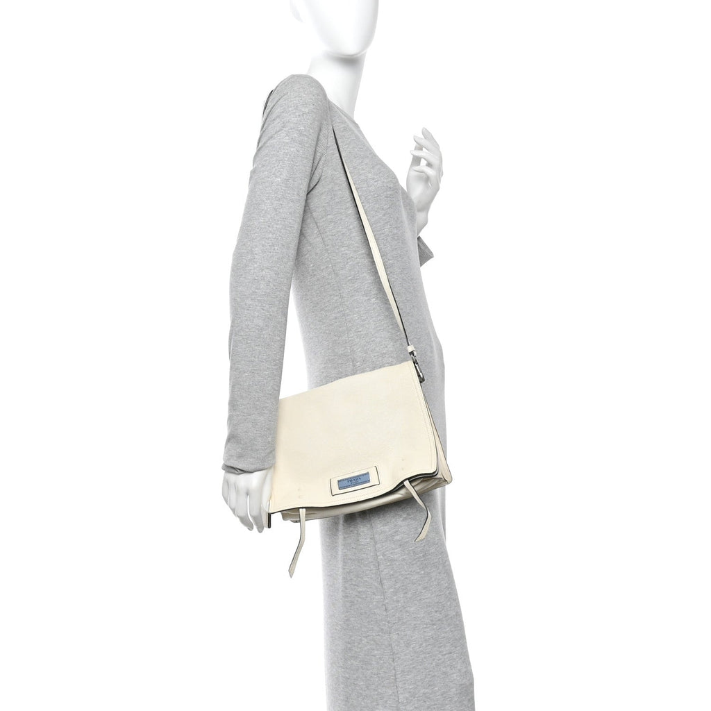 Prada Glace Calf Etiquette Flap Bianco Astra