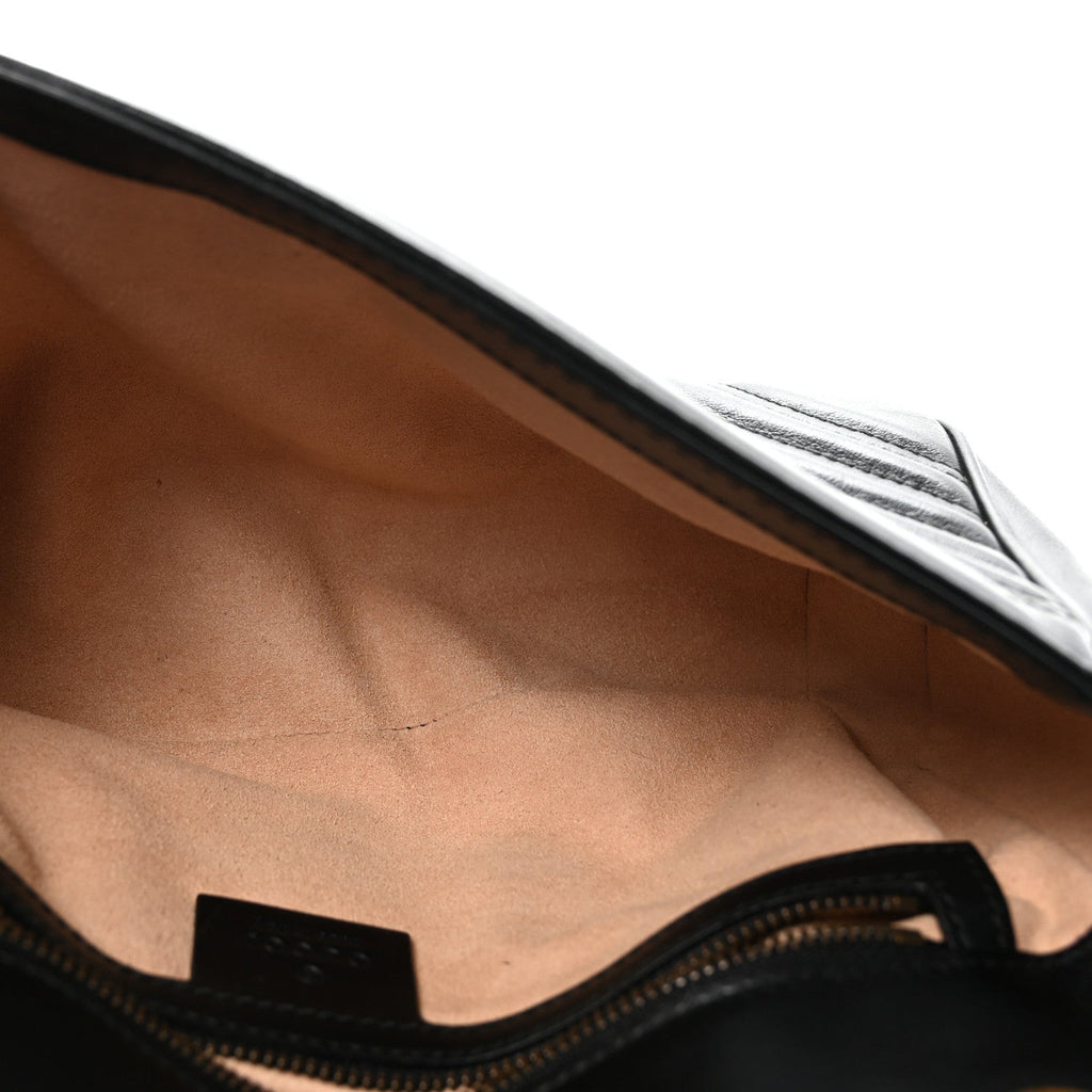 Gucci Calfskin Matelasse Small GG Marmont Shoulder Bag Black