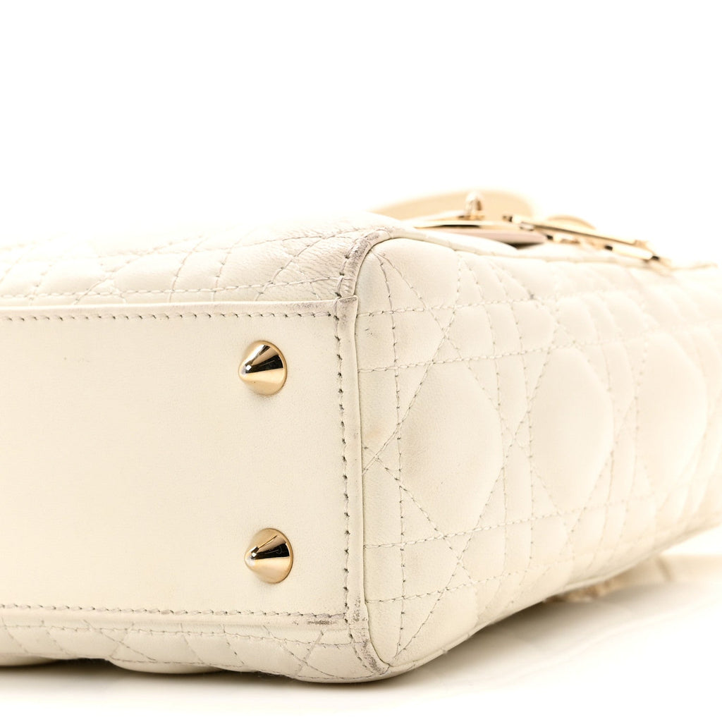 Christian Dior Lambskin Cannage Small My ABCDior Lady Dior White