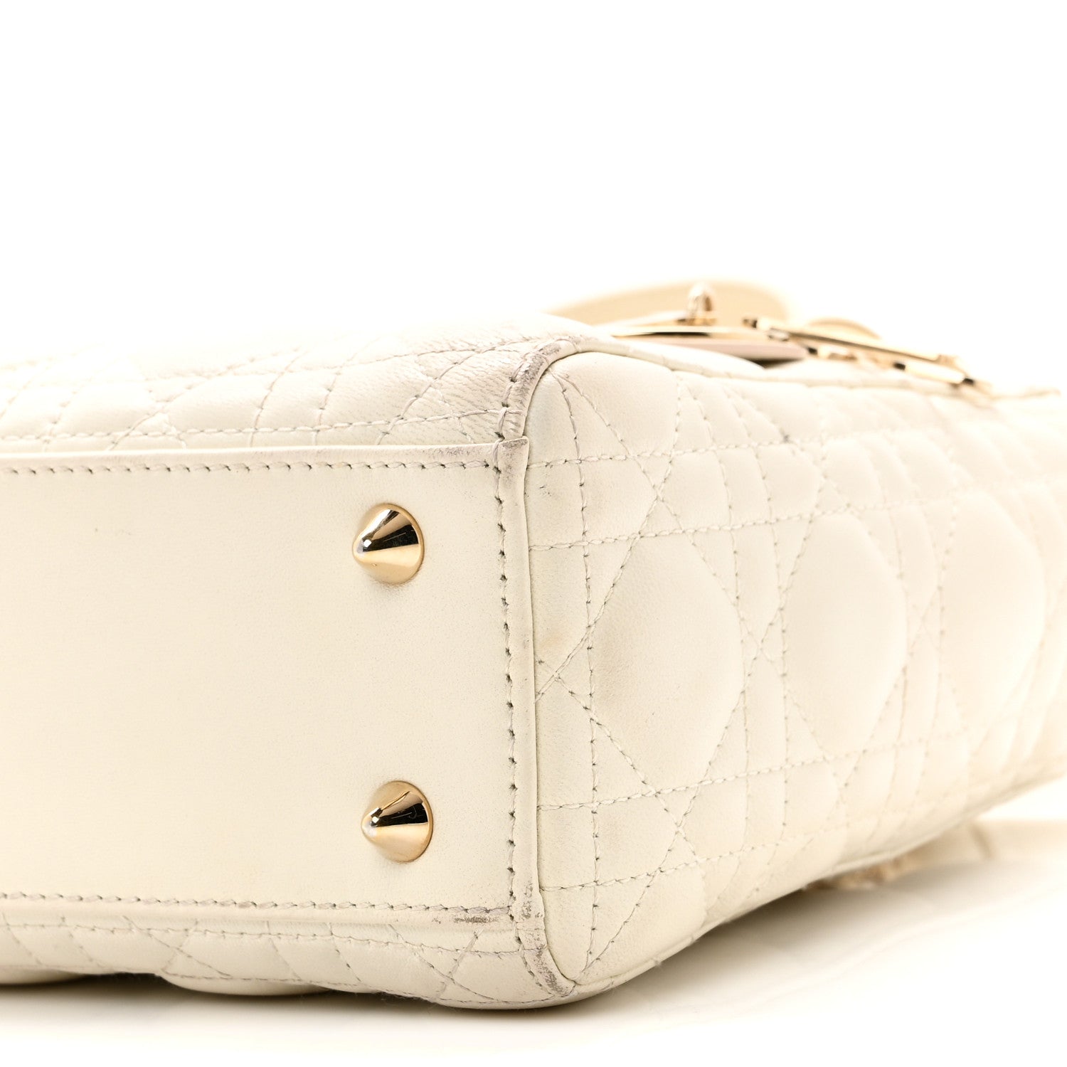 Christian Dior Lambskin Cannage Small My ABCDior Lady Dior White