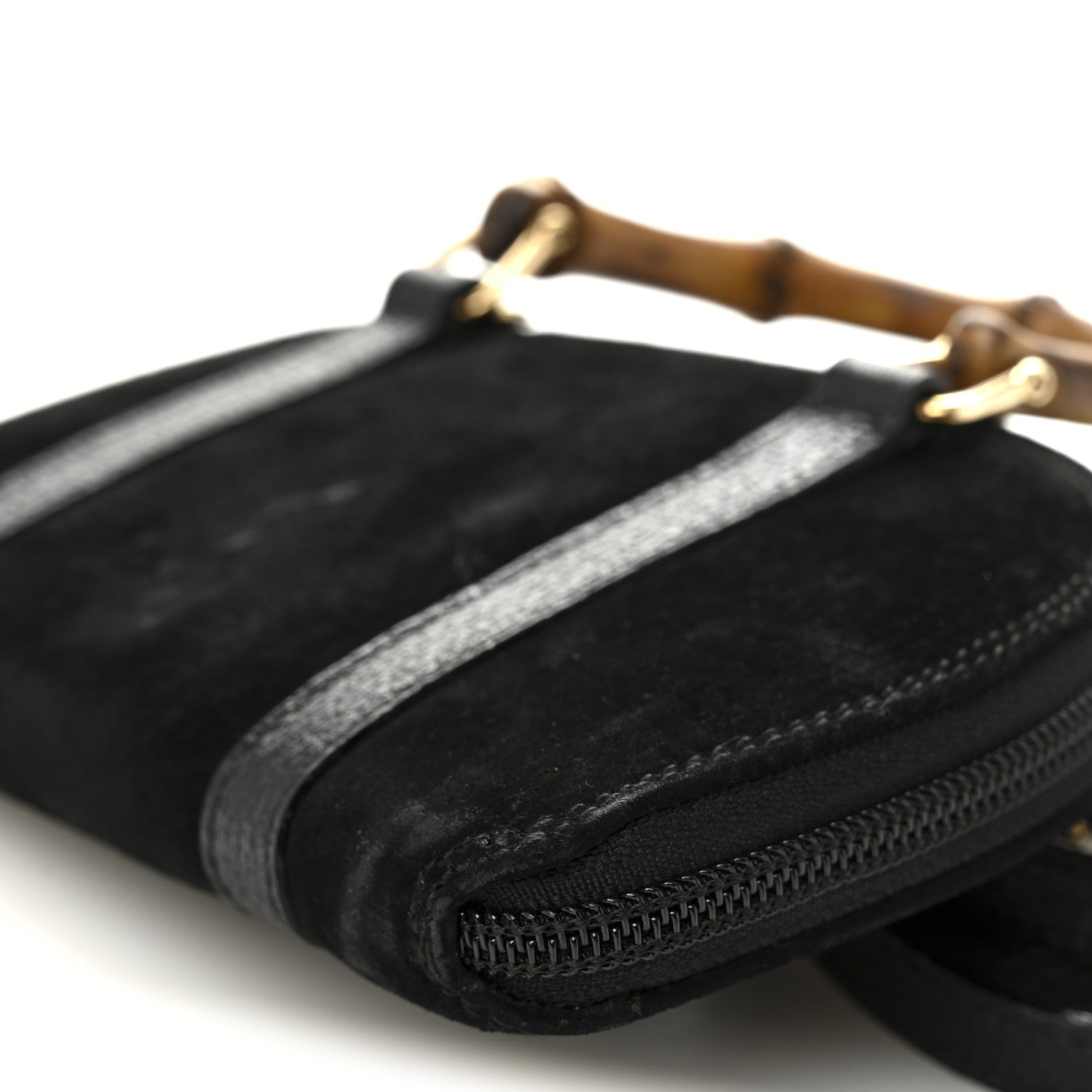 Gucci Suede Mini Bamboo Handle Bag Black