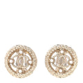 Metal Pearl CC Clip On Earrings Gold