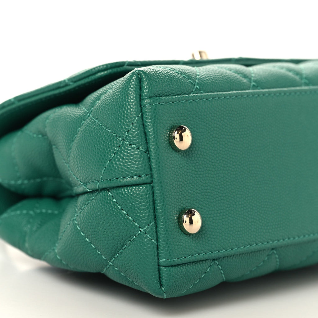 Chanel Caviar Quilted Extra Mini Coco Handle Flap Green