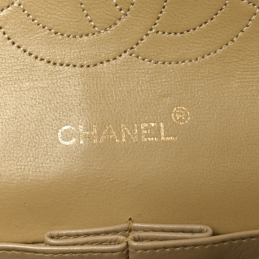 Chanel Lambskin Quilted Medium Double Flap Beige