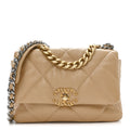 Chanel Goatskin Quilted Medium Chanel 19 Flap Dark Beige