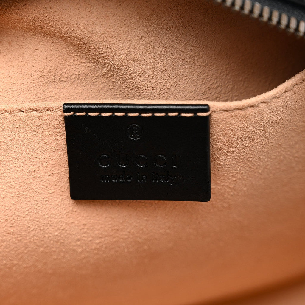 Gucci Calfskin Matelasse Small GG Marmont Chain Shoulder Bag Black