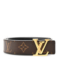 Louis Vuitton Calfskin Monogram 30mm LV Initiales Reversible Belt 80 32 Black