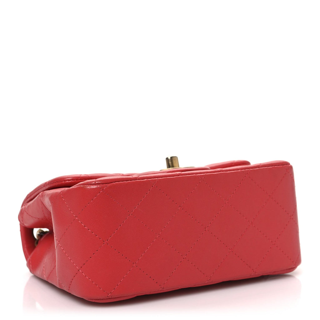 Chanel Lambskin Quilted Mini Square Flap Red