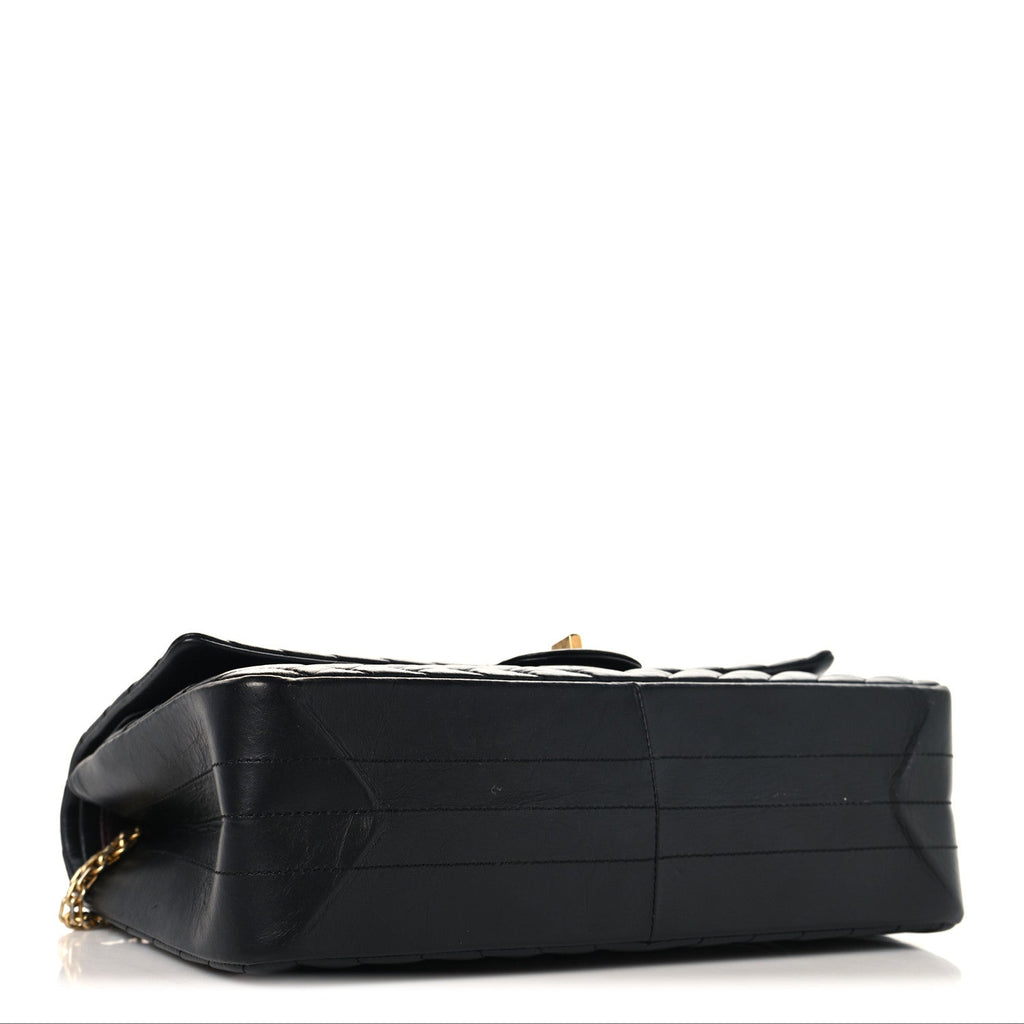 Chanel Aged Calfskin Chevron Quilted 2.55 Reissue 226 Flap  Black