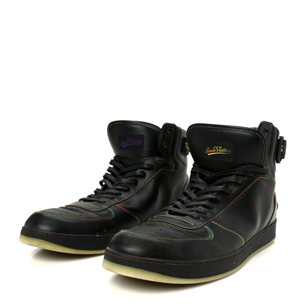Louis Vuitton Calfskin Rivoli High Top Sneakers 12 Black Multicolor