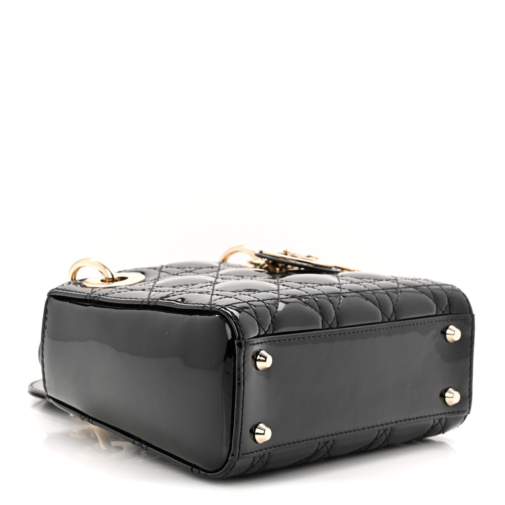 Christian Dior Patent Cannage Mini Lady Dior Black